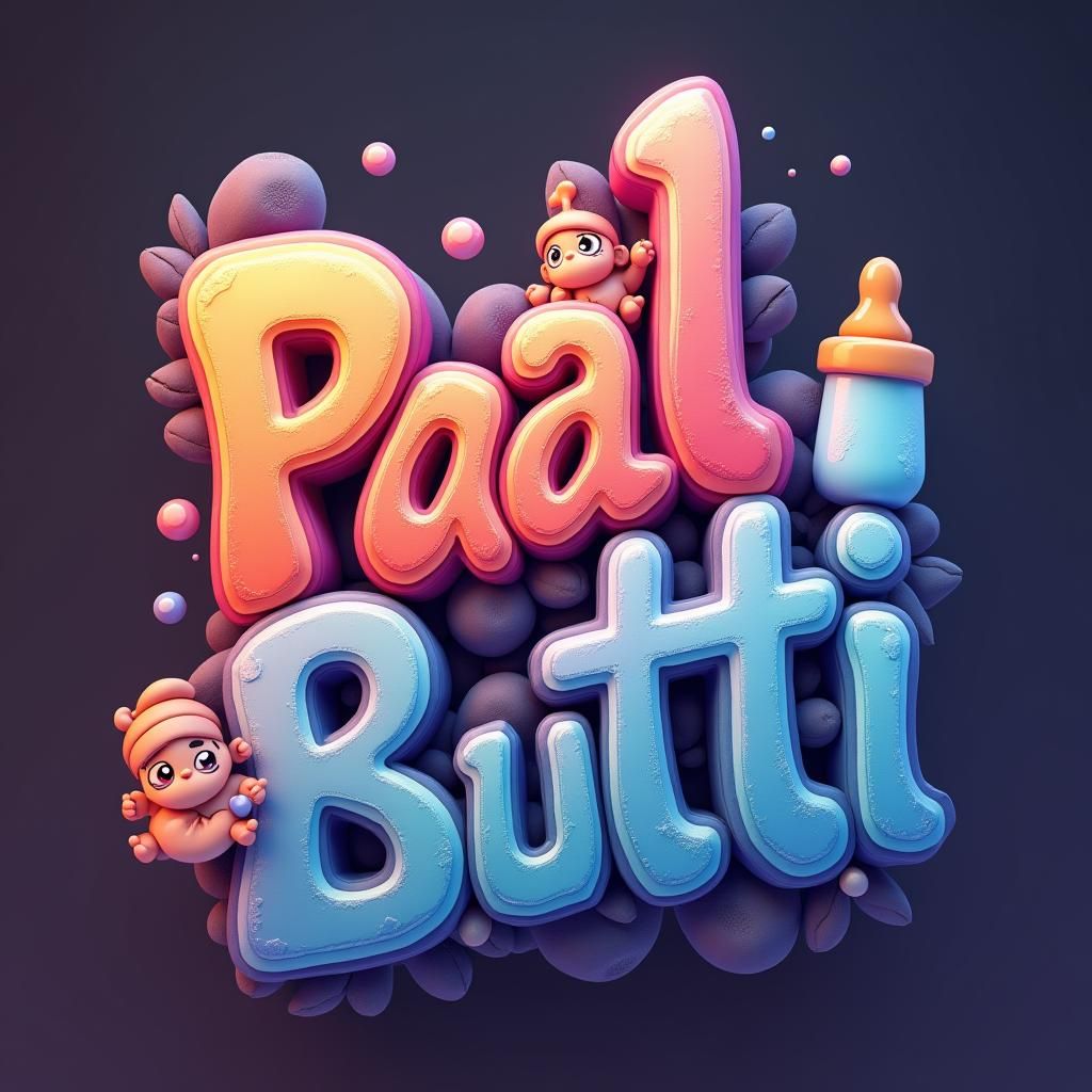 Whimsical Baby Logo with Feeding Bottle in Matte Style