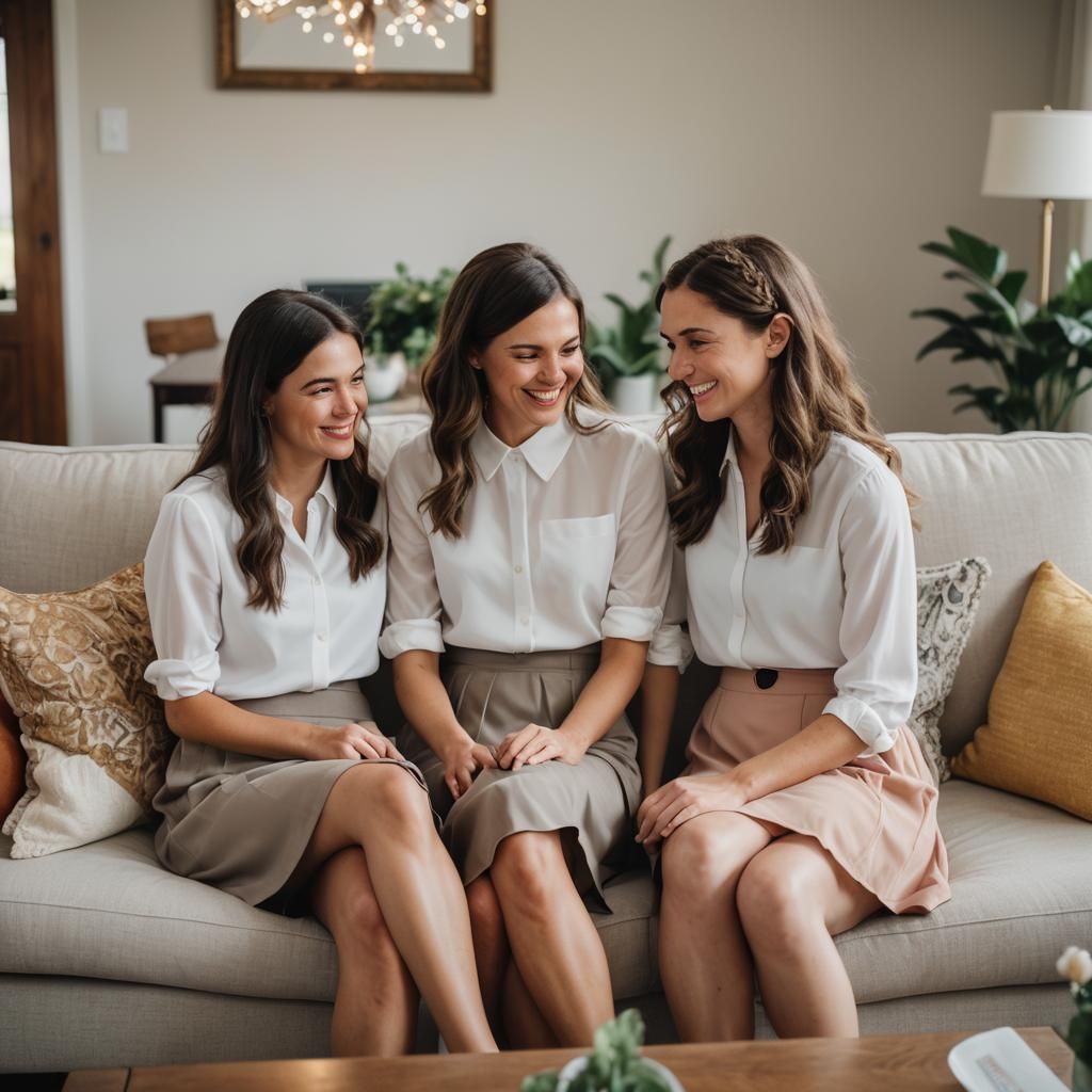 Three Sisters in a Living Room: Professional Photography