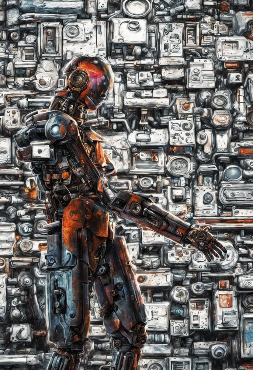 Hyperrealistic Robot in Suit: Cinematic Digital Art