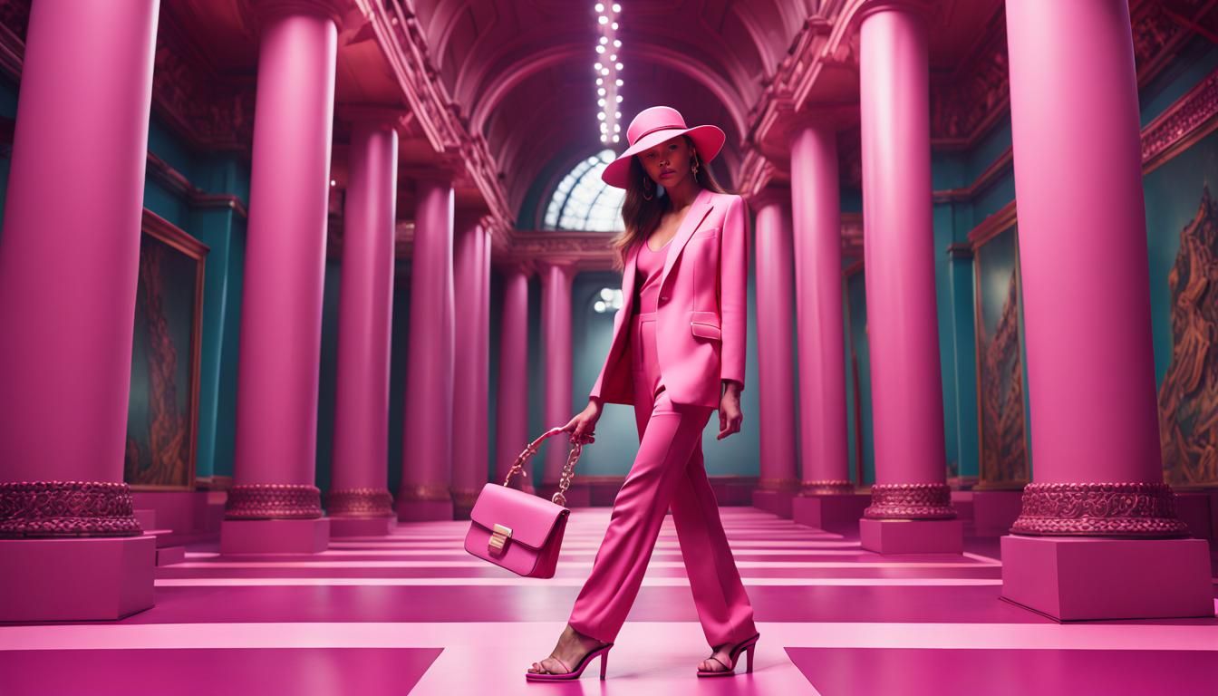 Pink Fashion Catwalk in Detailed Matte Painting
