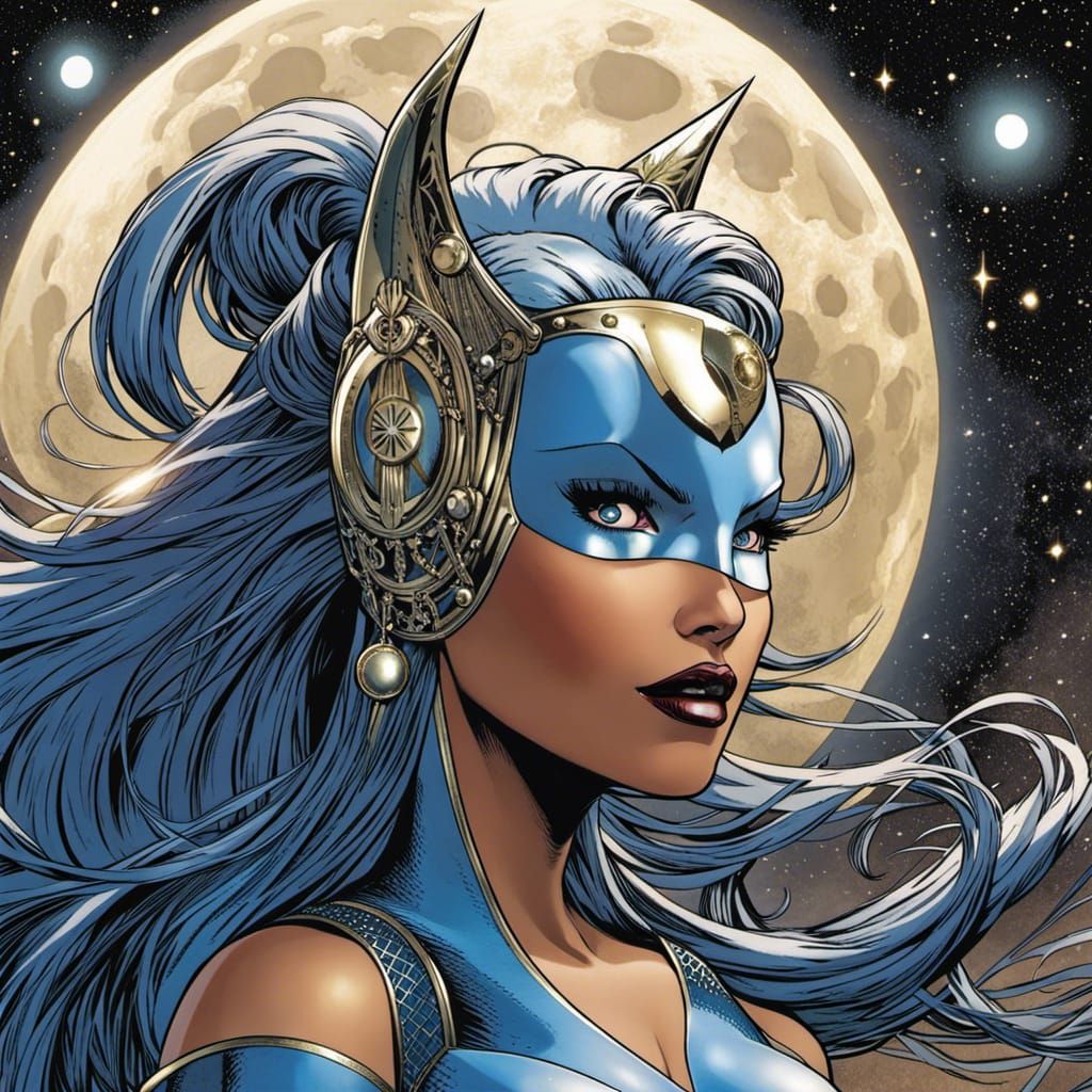 Luna: Lunar Superhero in Comic Book Style