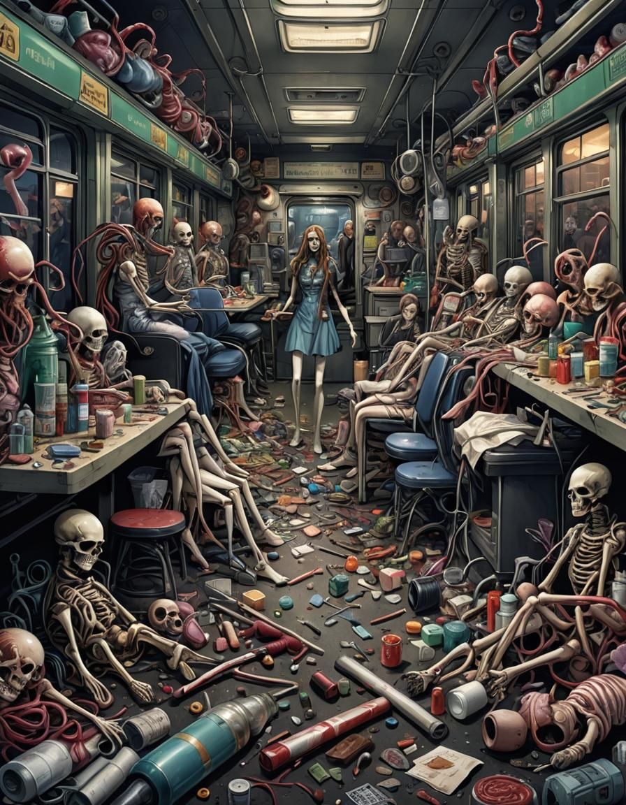 Night Cityscape with Ethereal Pastel Gore Aesthetic