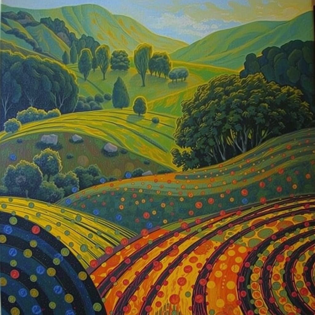 Psychedelic Landscape in Expressionist Abstract Style