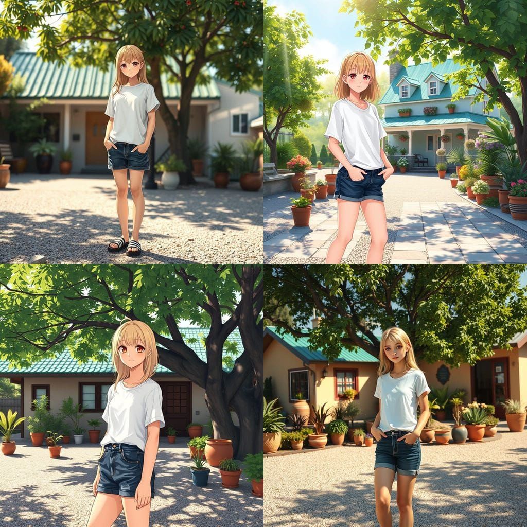 Vibrant Anime Girl in Sunny Garden