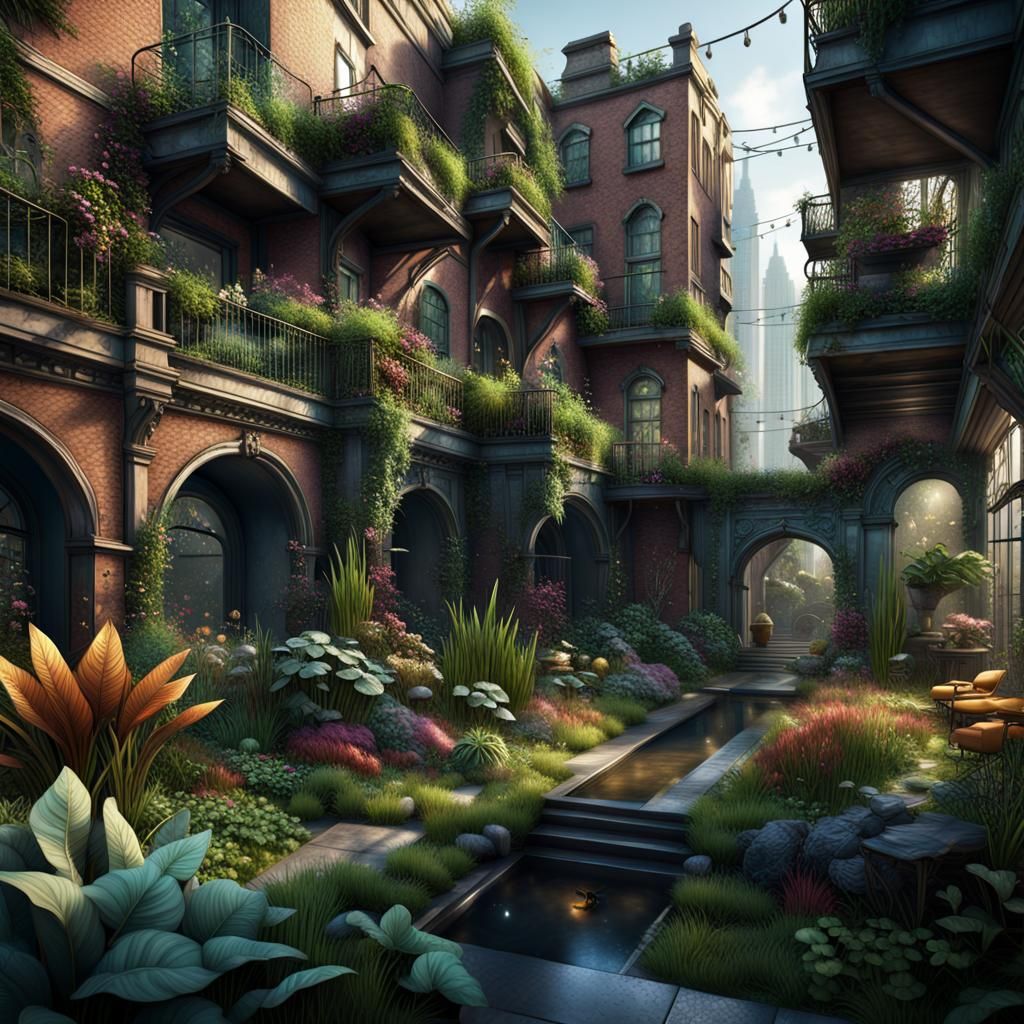 Fantastical Urban Gardens: Detailed Matte Painting