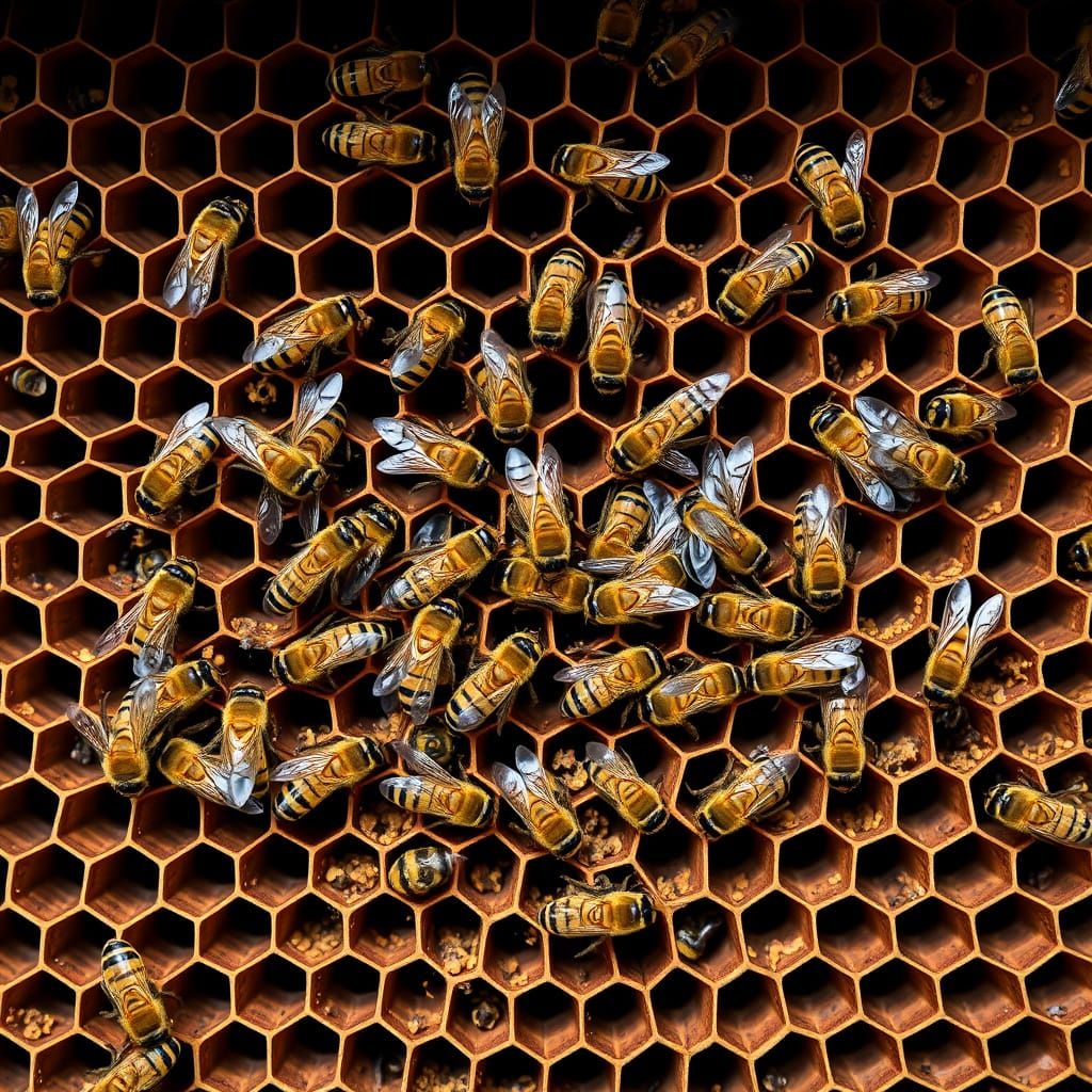 Symmetrical Honeybee Hive in Perfect Composition