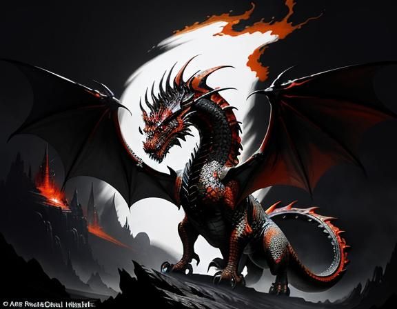 Majestic Dragon in Dynamic Fantasy Art Style