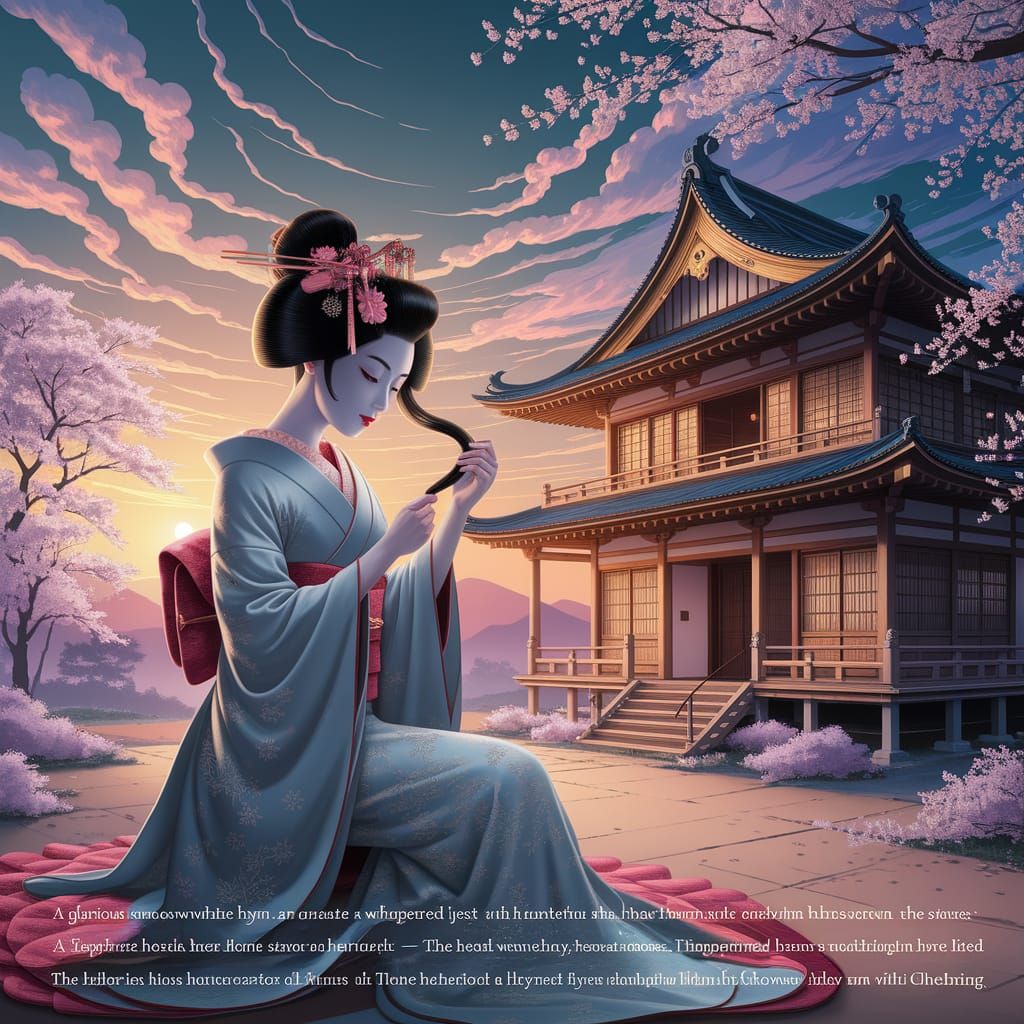 geisha and cherry blossoms