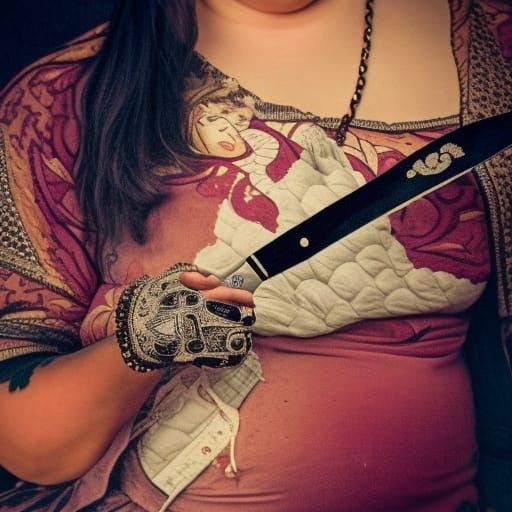 Queen with Knife: Hyperrealistic 64 Megapixel Image