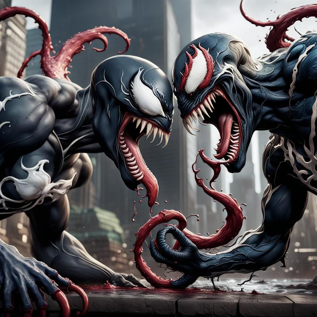 Antivenom Versus Venom: Detailed Fantasy Concept Art