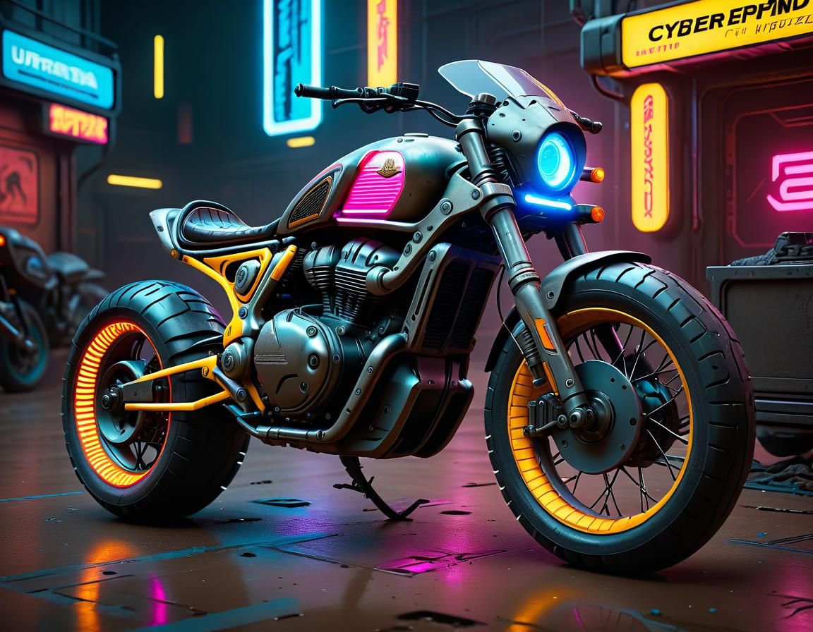 Cyberpunk Armored Royal Enfield: Futuristic Design