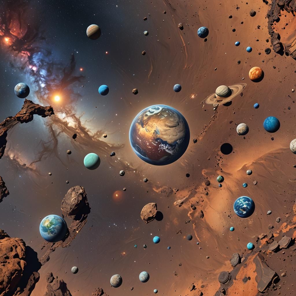 Distant Planet Desert View of Earth and Galaxy