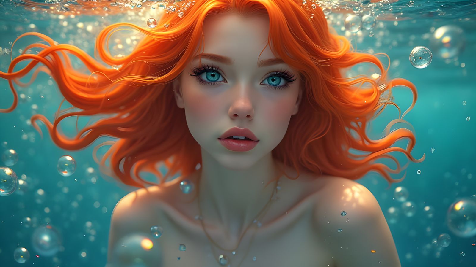 Vibrant Mermaid Goddess in Hyperrealistic Anime Style