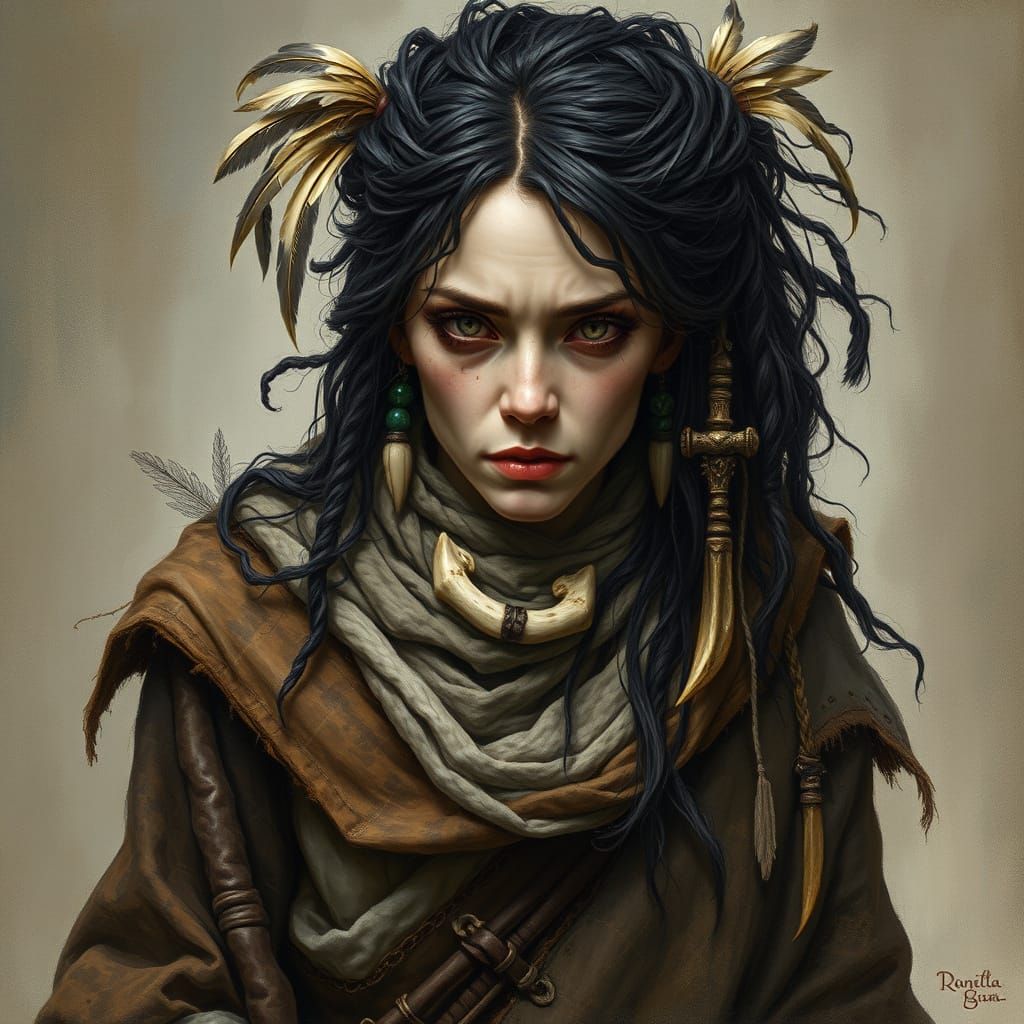 Anglo-Saxon Sorceress in Eerie Mystical Style