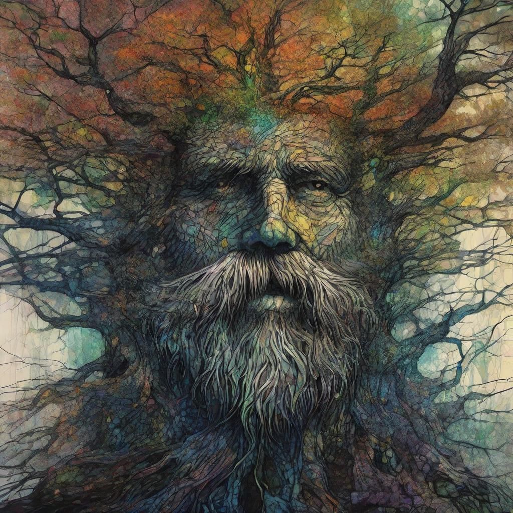 Treebeard in Dark Fantasy Neurographic Art