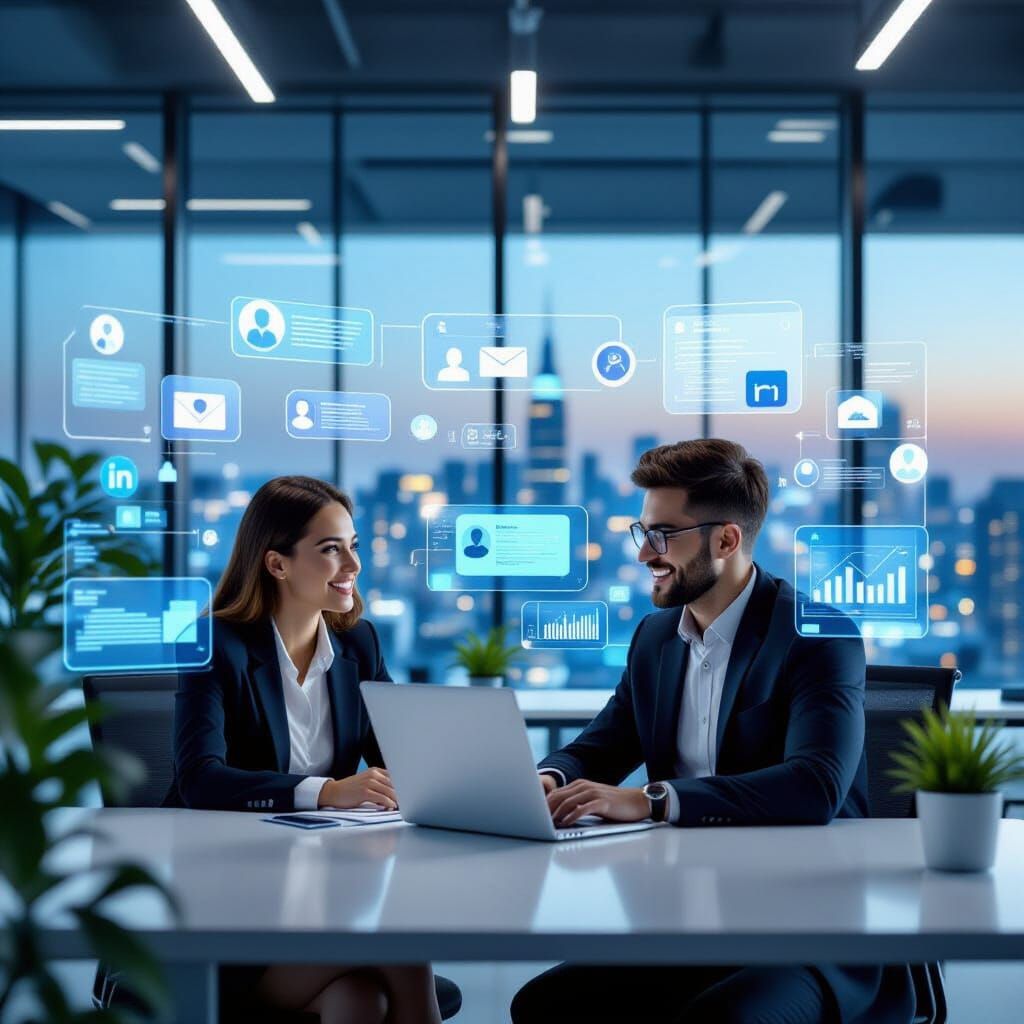 Professionals Focus on Digital Branding in Luminous Office