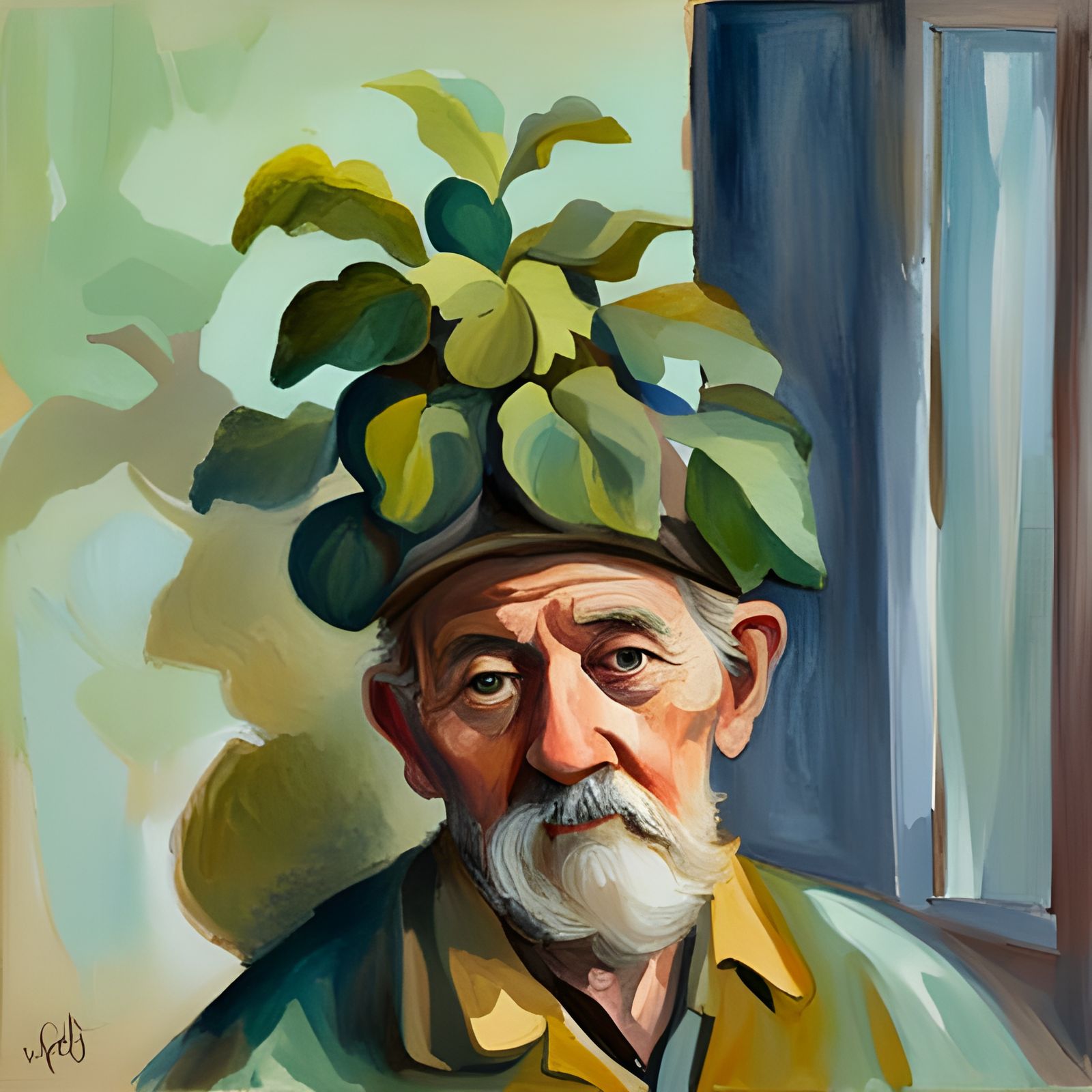 Money Plant: Impressionist Gouache and Watercolor Painting