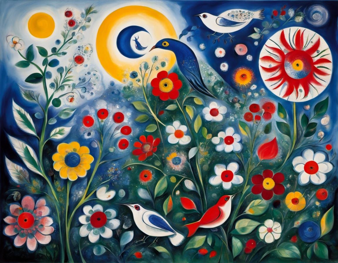 Chagall Style Hyperdetailed Abstract Art