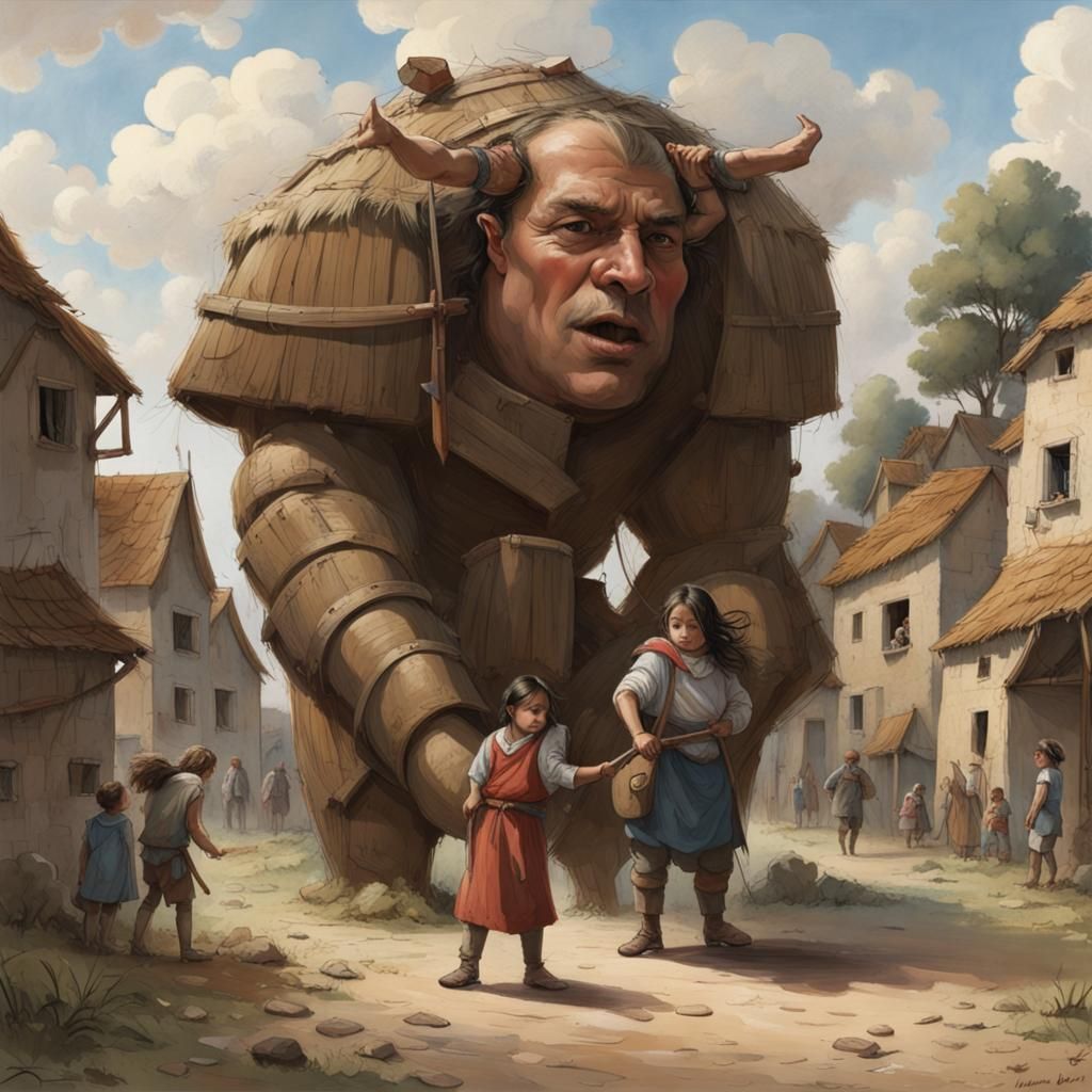 Girl Protects Village with Giant Shield