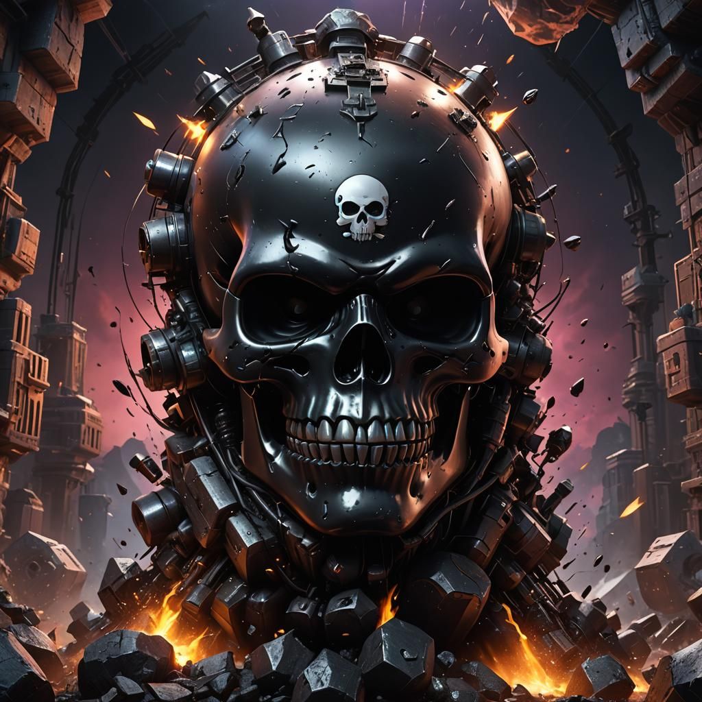 Giant Juggernaut Bomb with Skull Art in 8K