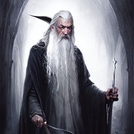 Sinister Gandalf the White in Digital Art Style