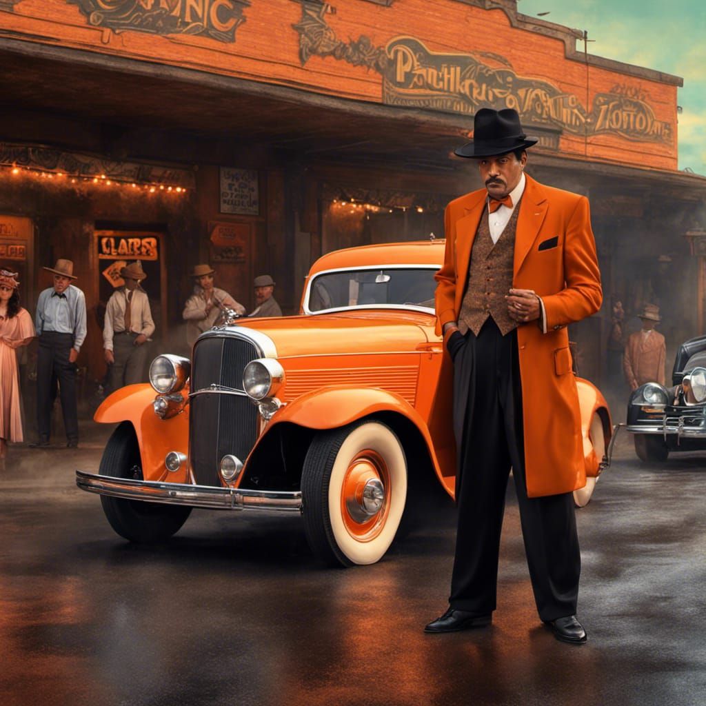 Pachuco in Orange Zoot Suit in Dance Hall