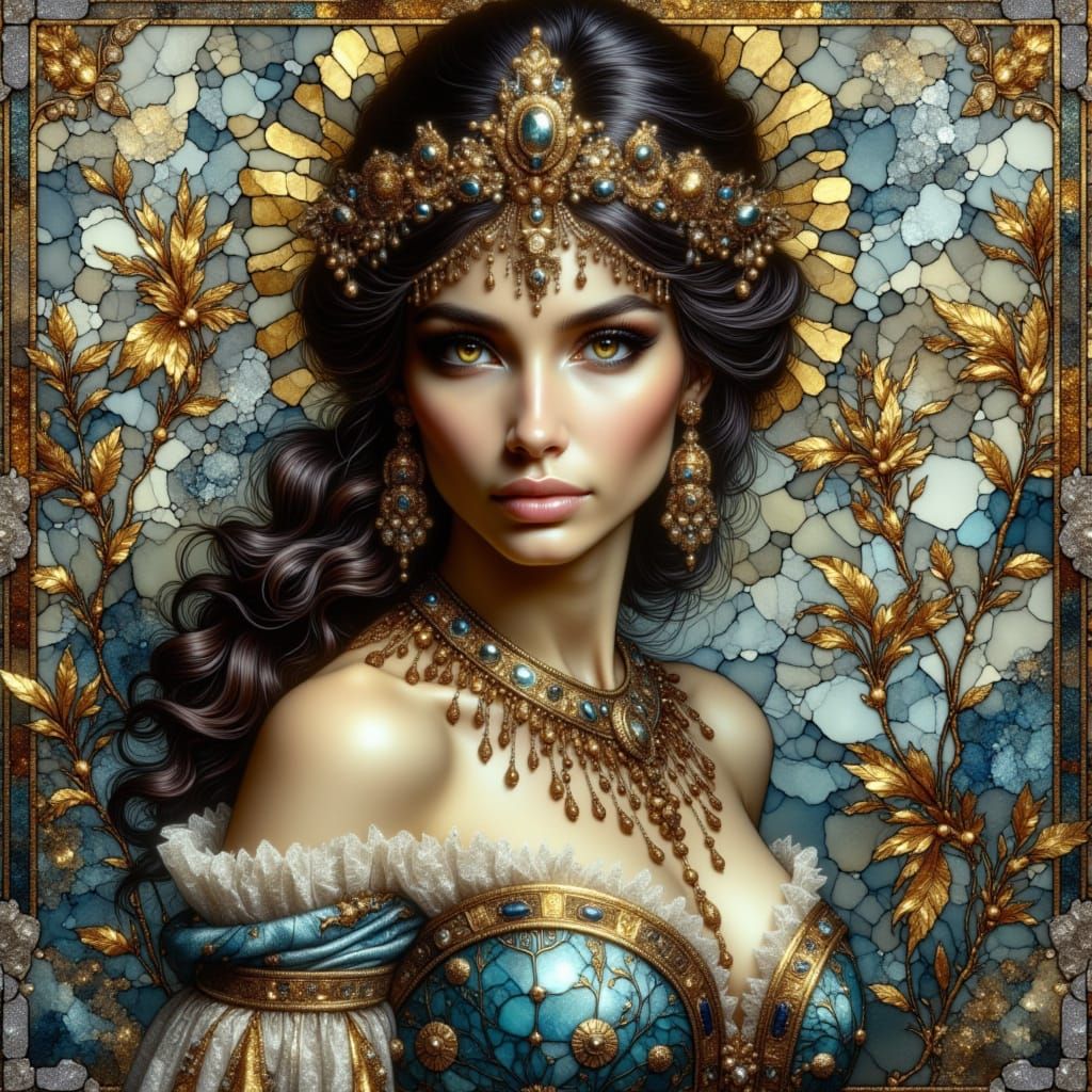 Lady Jasmine in Elegant Crinkled Metallics