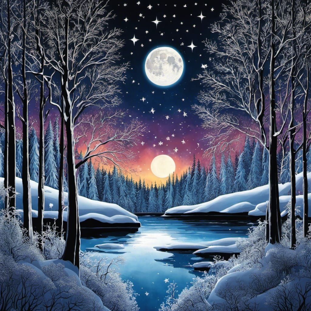 Frozen Gothic Forest in Tim Burton Style