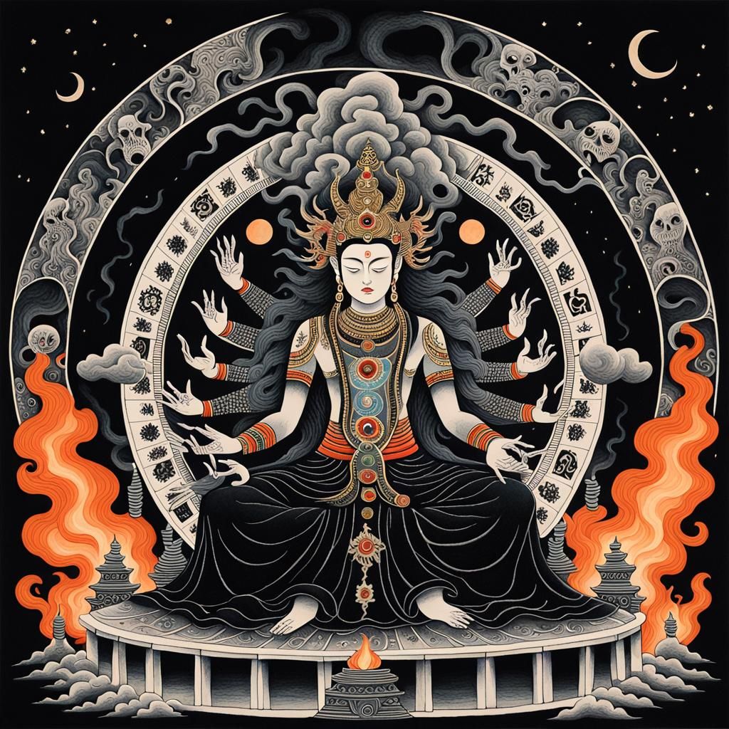 Surrealist Masterpiece: Yamantaka Amidst Mystic Smoke and Sy...