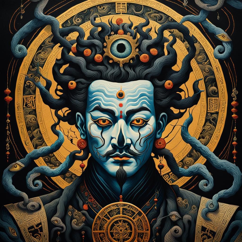 Surrealist Masterpiece: Yamantaka in Dark Mystical Realism