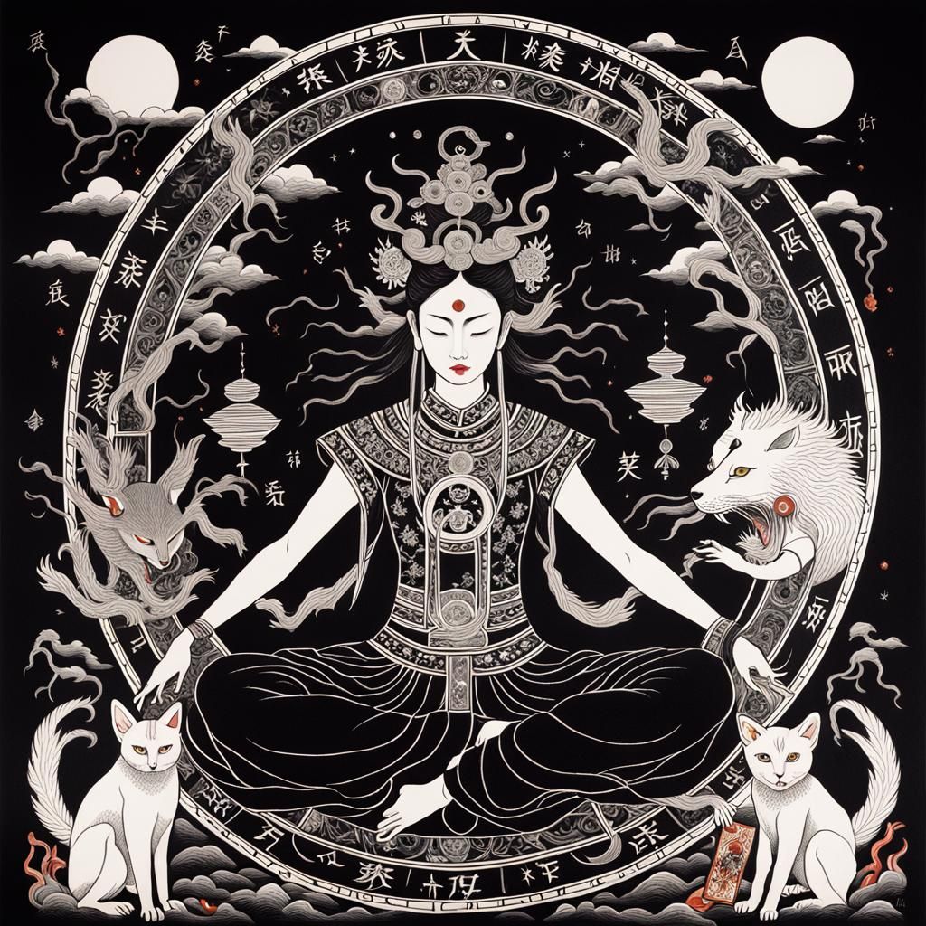 Ethereal Encounter in a Surrealist Dreamworld