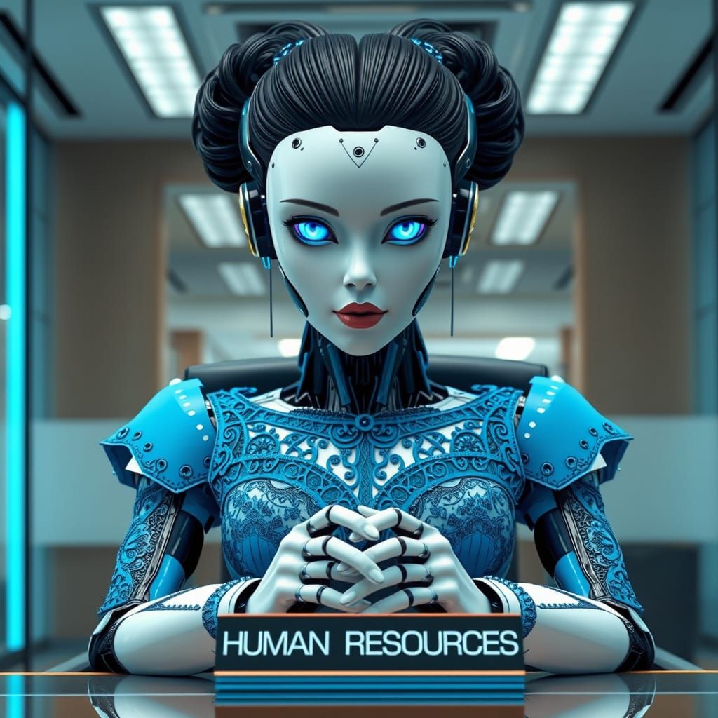 Robotic Human Resources Manager in Photorealistic Detail