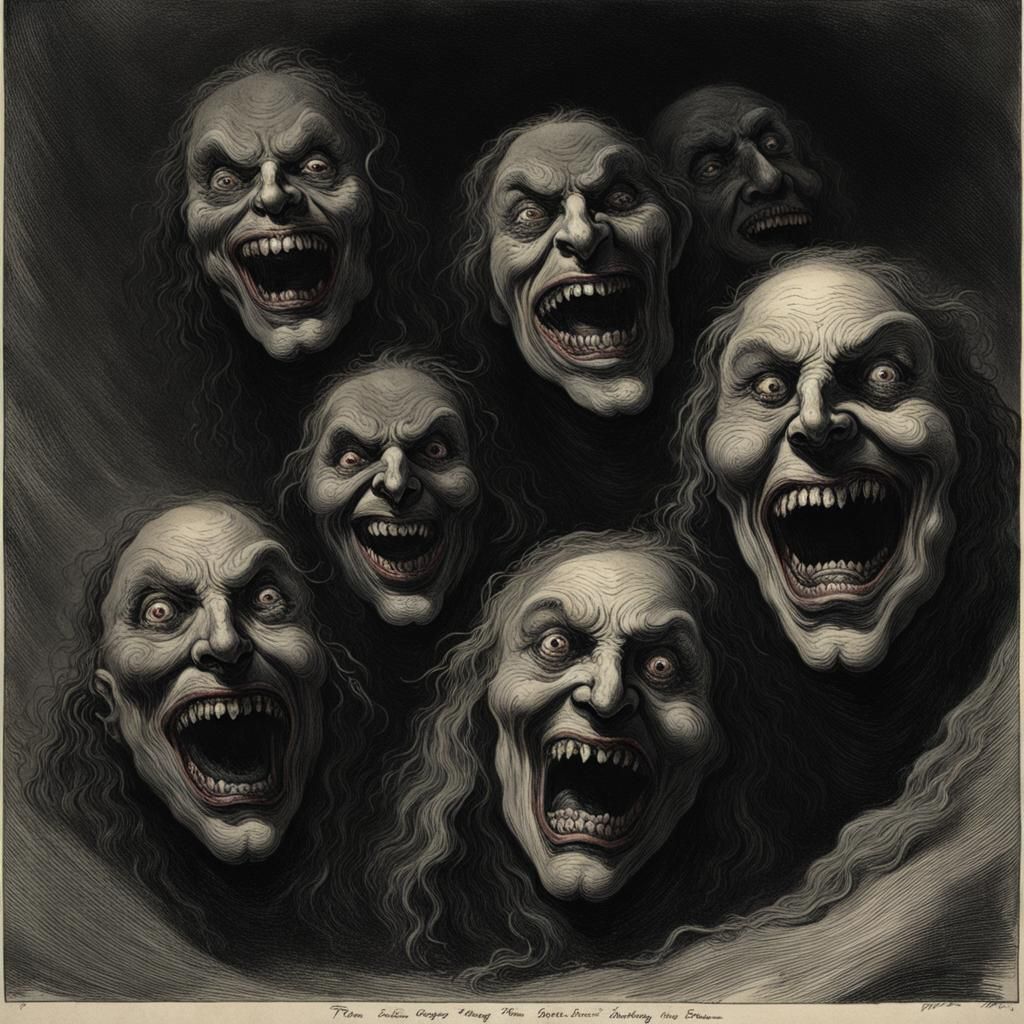 Scary Laughing Faces in the Dark: Horror Art