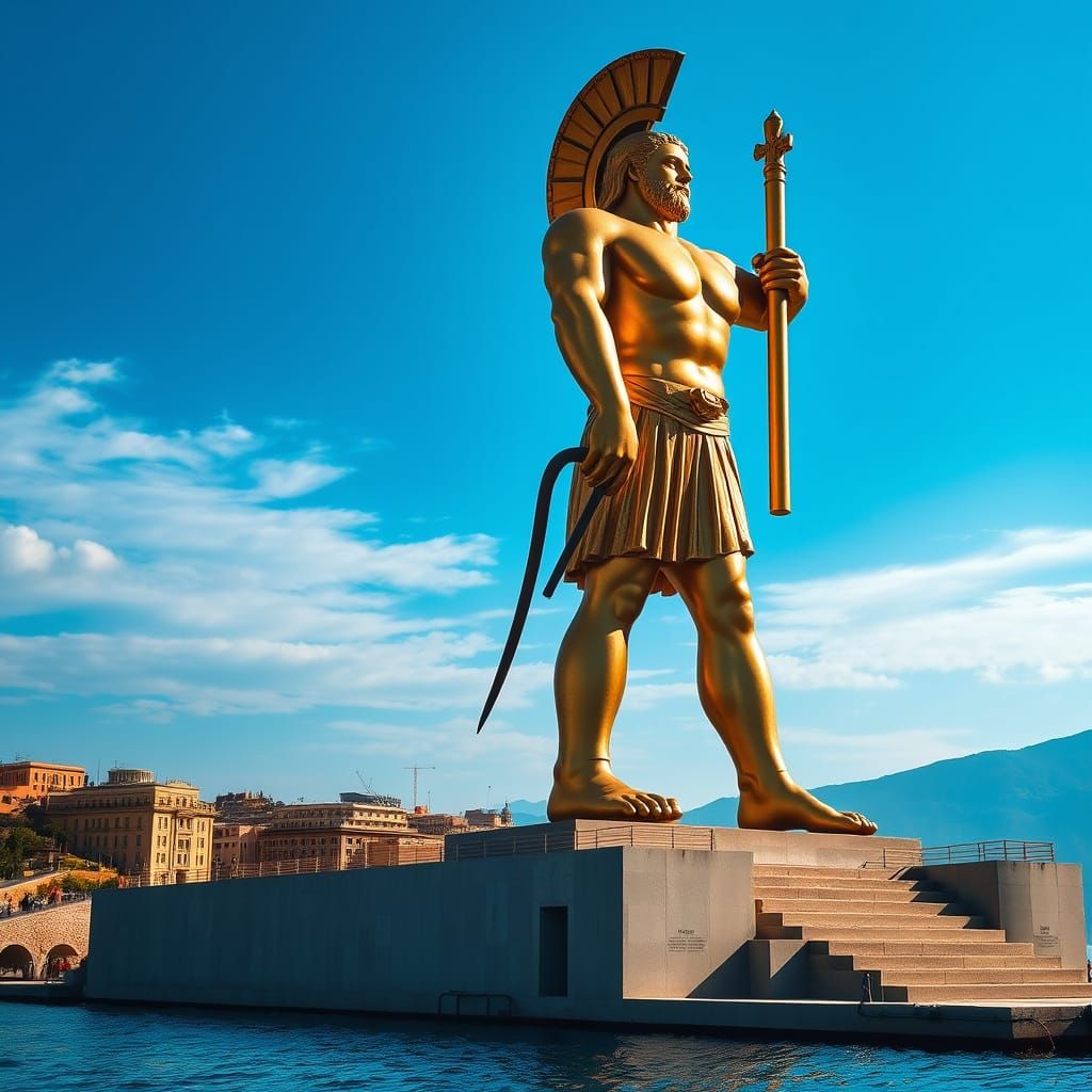 Colossus of Rhodes: Bronze Apollo Statue in Harbor