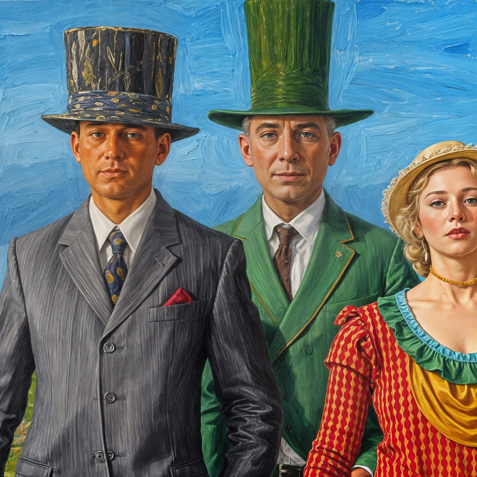 Elaborate Hats Impasto Oil Painting