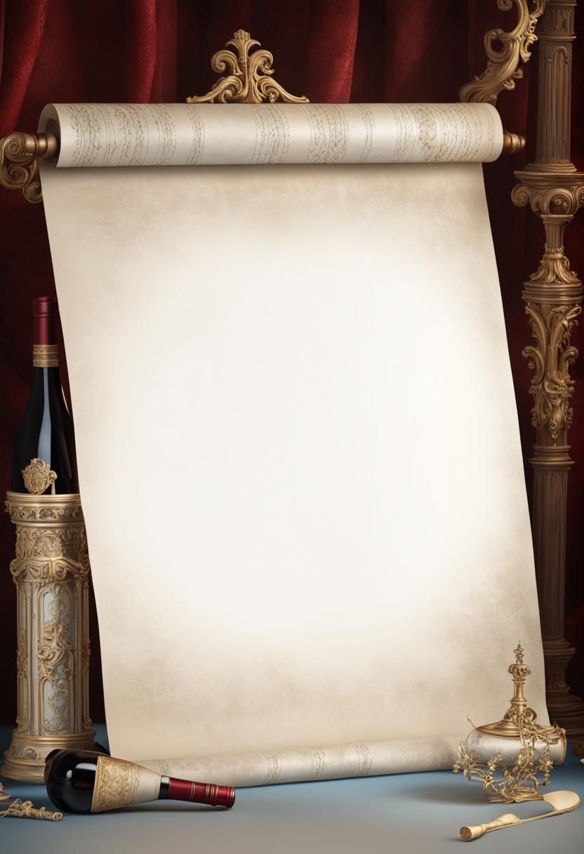 Elegant Baroque Still Life with Musical Instruments and Scro...