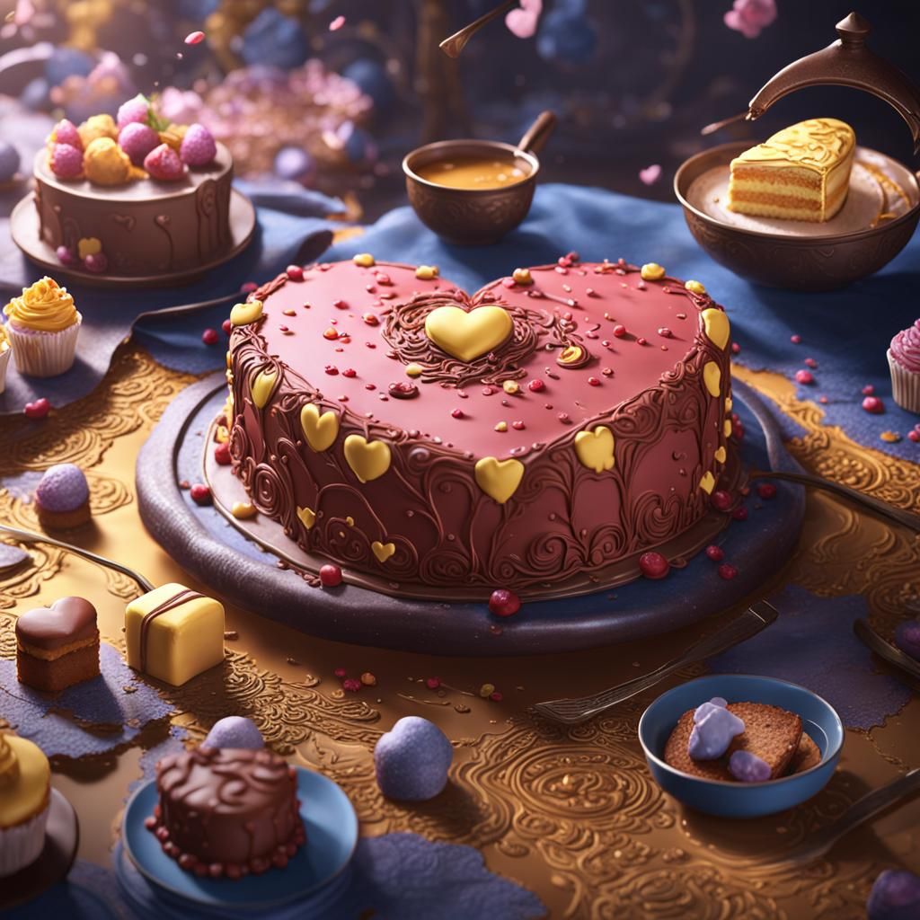 Korean Heart Cake: Digital Matte Painting in Deep Color