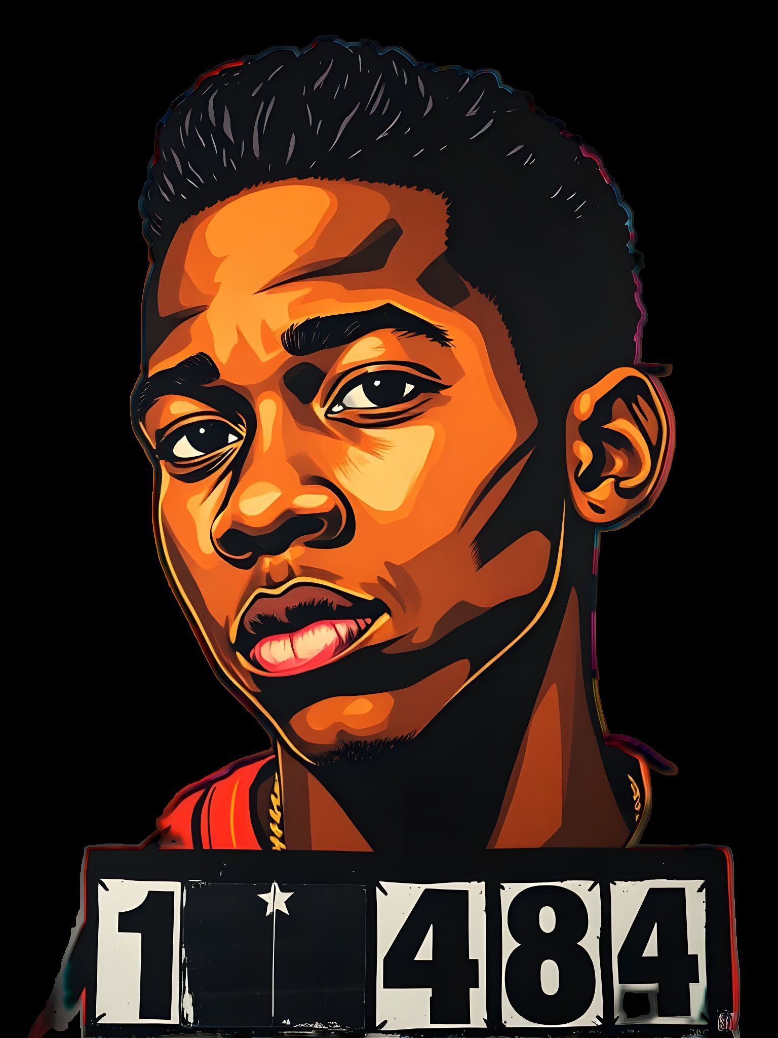 Graffiti Stencil Art of Young African American Mugshot in Re...