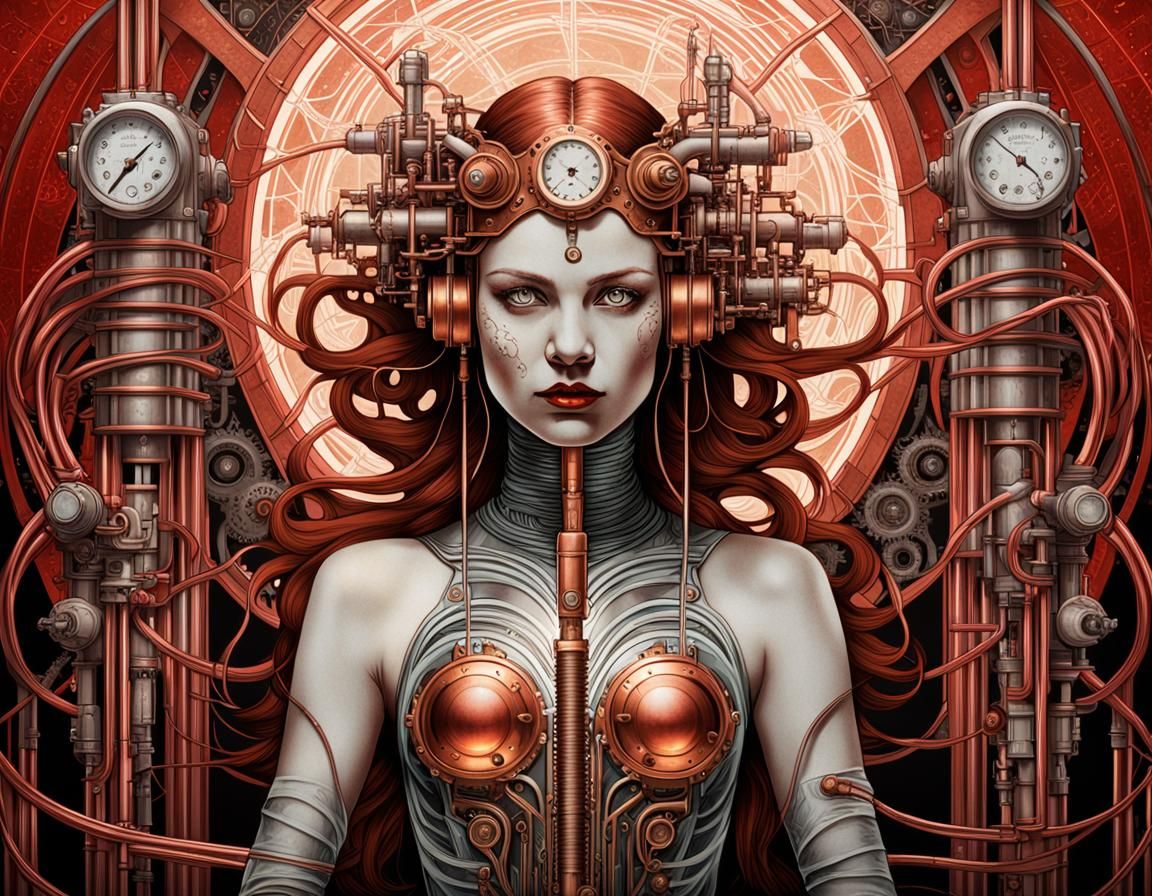 Steampunk Fairy Poster Art in Retrofuturistic Style