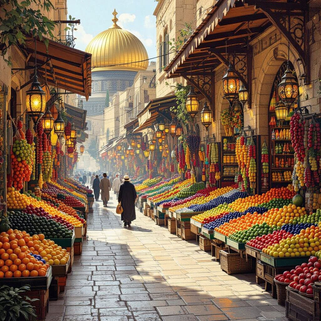 Jerusalem Fruit Market, Late 1800s