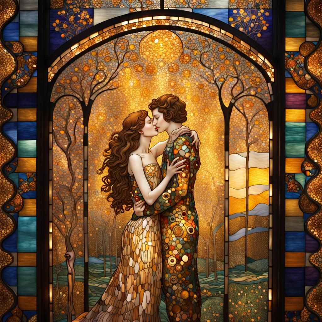 Ethereal Stained Glass Inspired by Klimt's Artistry
