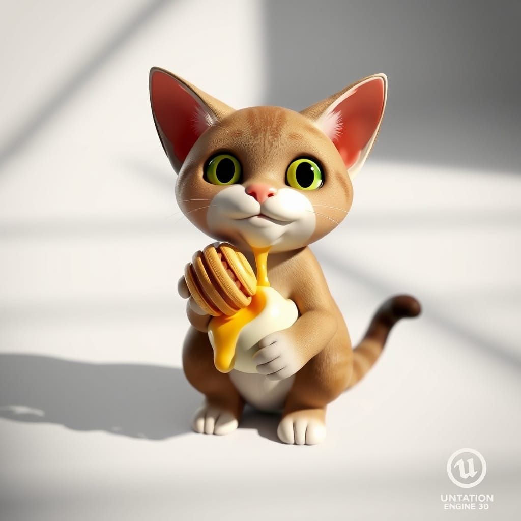 Cats Enjoying Honey and Cream in Warm Light