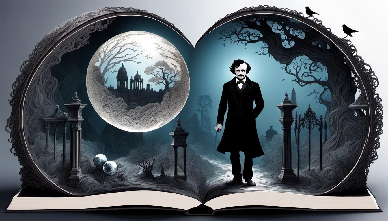 Edgar Allan Poe Emerges from Art-Cut Book
