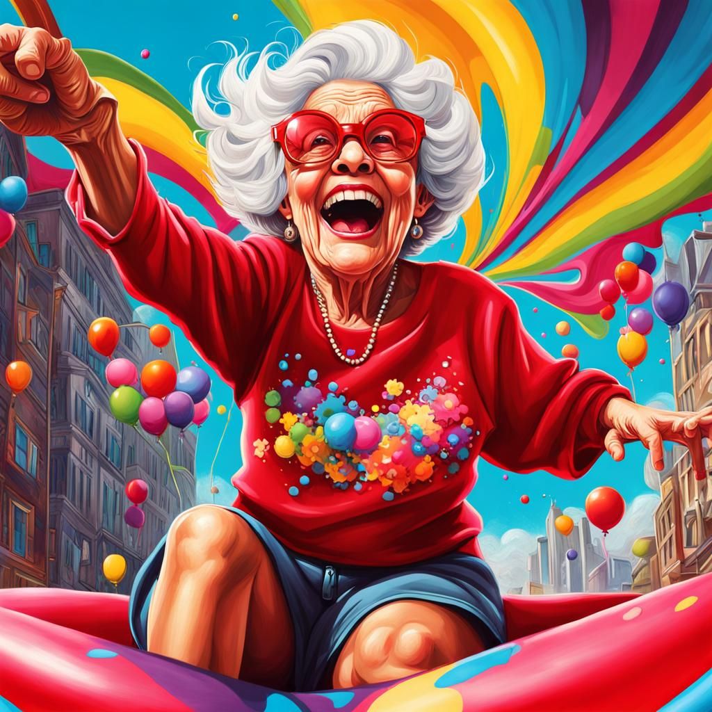 Laughing Granny's Bouncy Castle Adventure: Graffiti Art