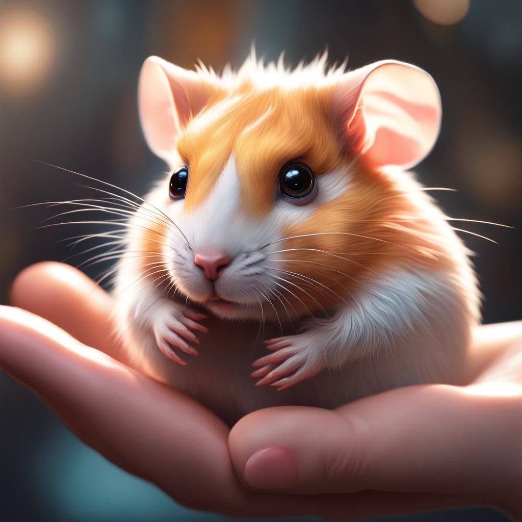 Adorable Hamster Portrait, Hyperdetailed Digital Art