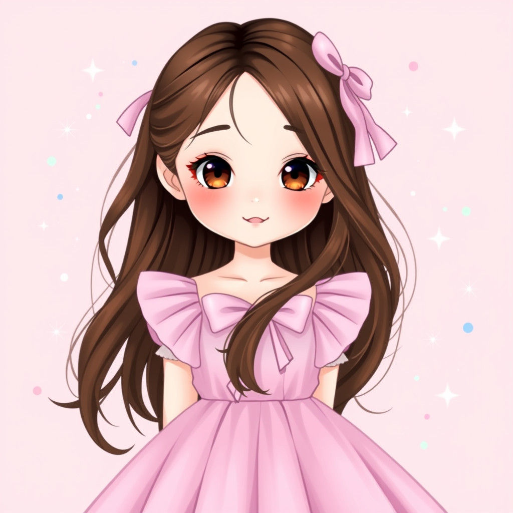 Korean Woman in Pastel Pink with Glittering Kawaii Aura