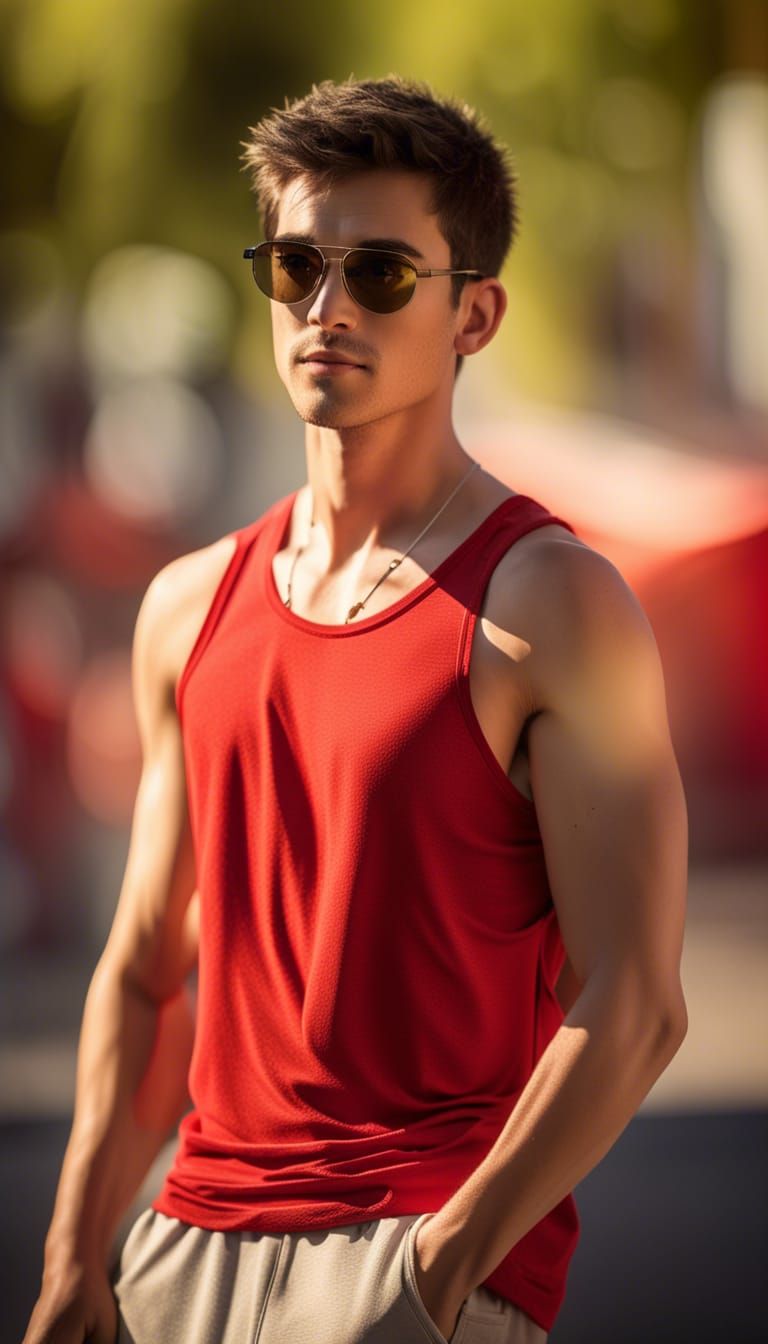 Handsome Man in Sunglasses on Sunny Day Portrait