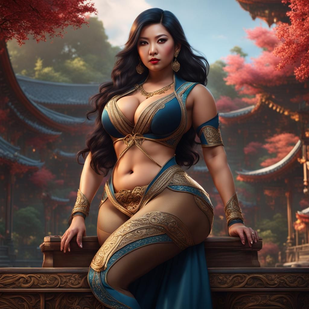 Asian Woman in Tights: Detailed Fantasy Art