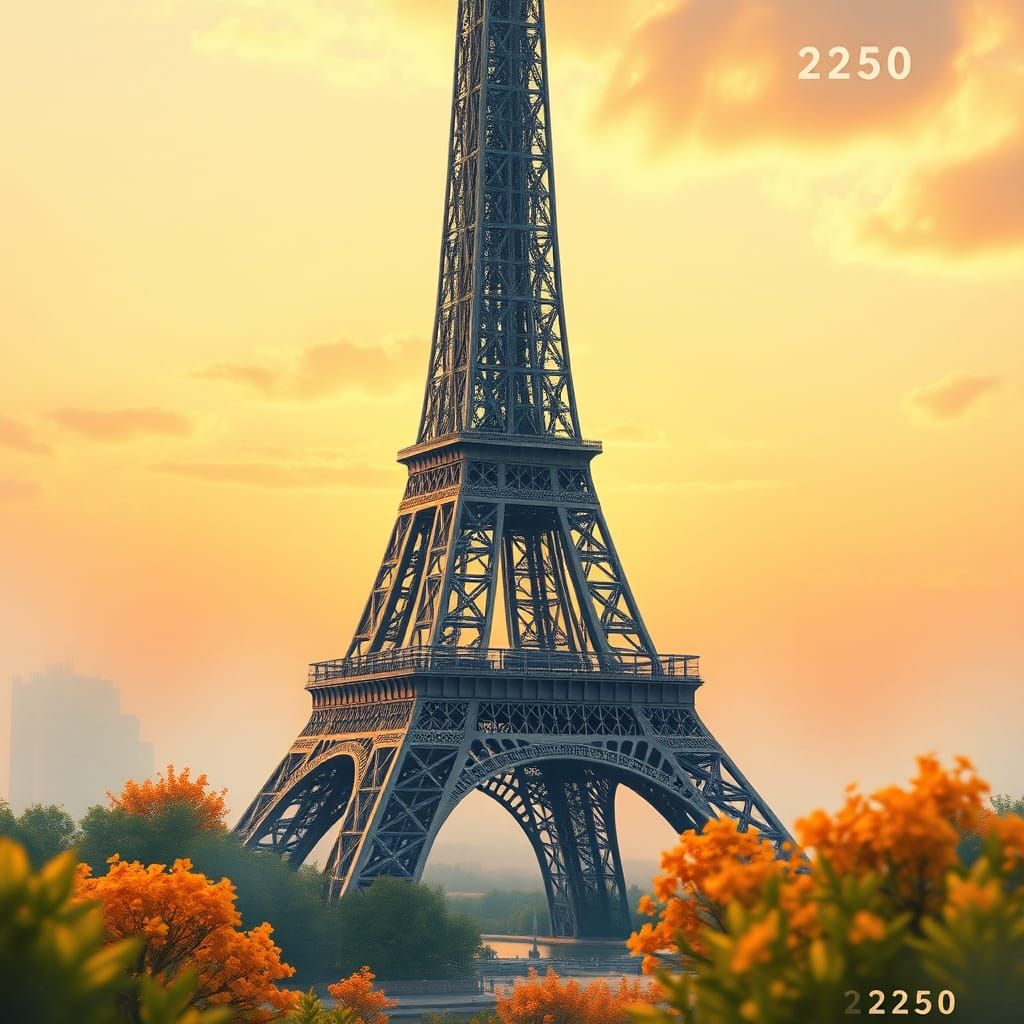 Futuristic Eiffel Tower Concept Art in 8K