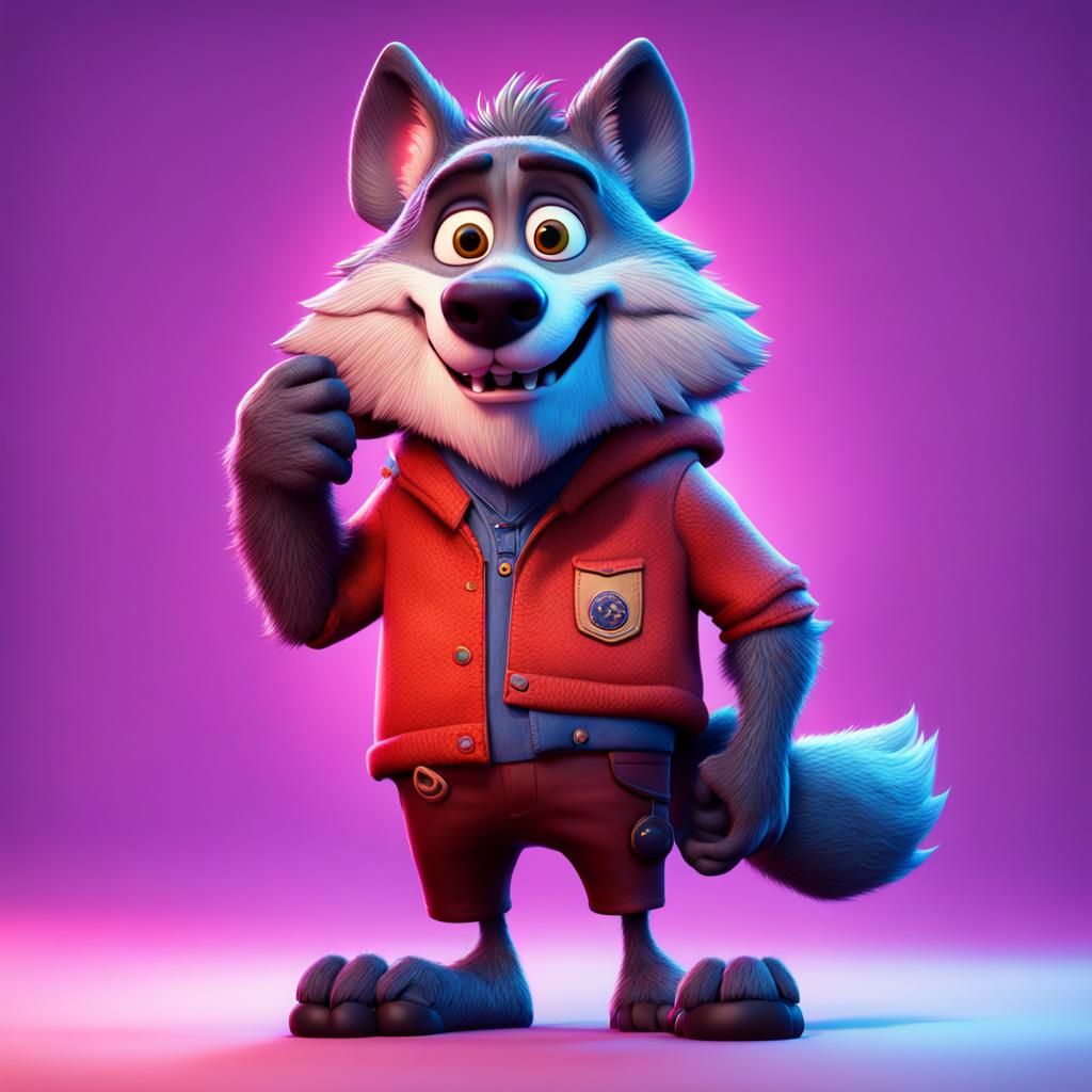 Big Bad Wolf in Pixar-Style 3D Art